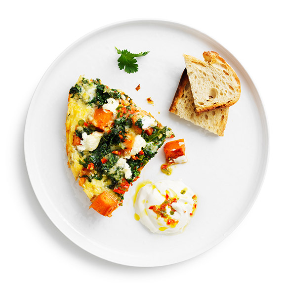 One-Pan Sweet Potato & Kale, a colourful and hearty dish perfect for breakfast or anytime of the day!