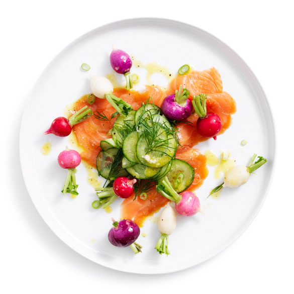 Fresh, quick, and healthy – Try our radish, cucumber, smoked salmon and dill salad.
